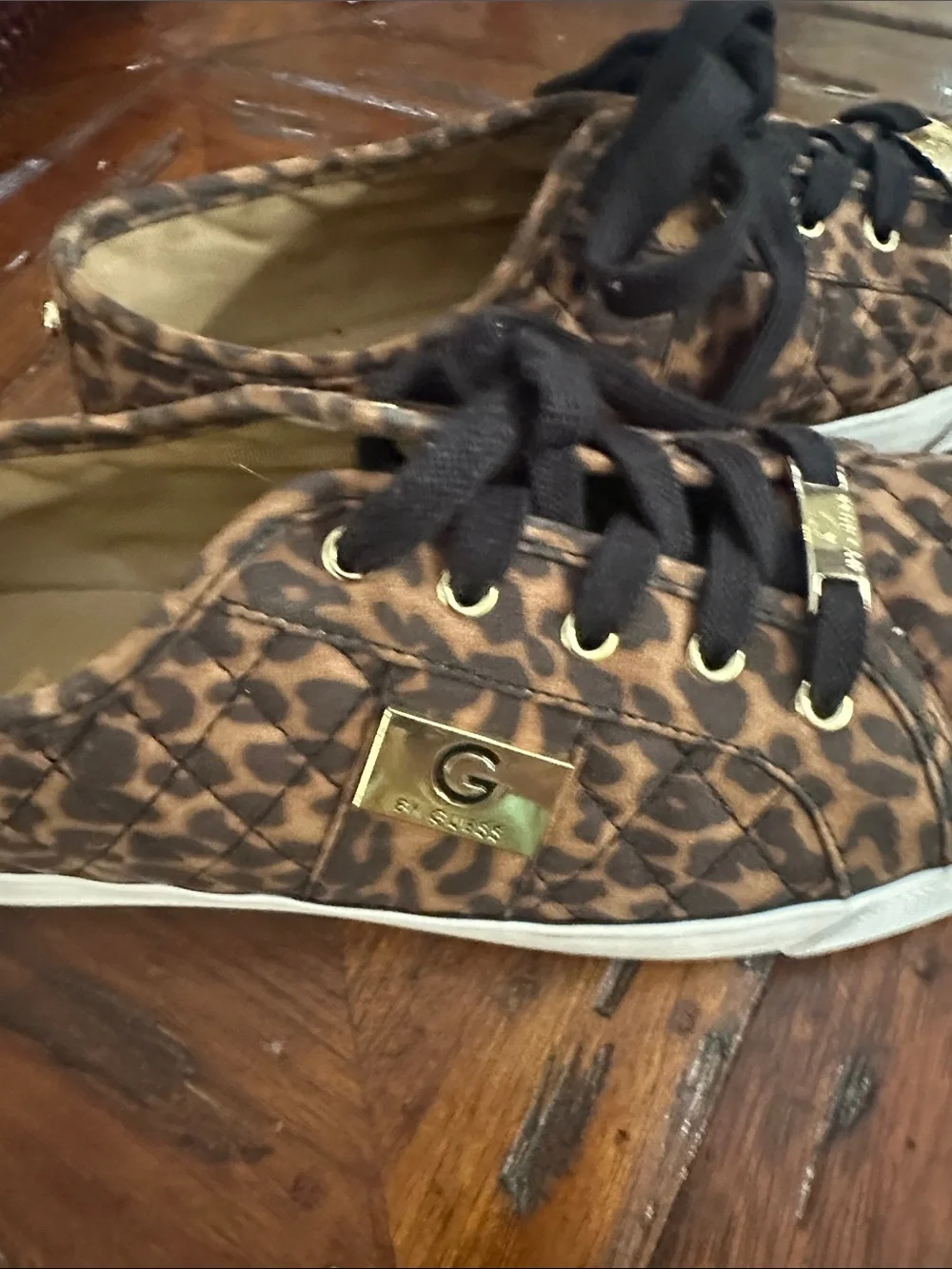 Guess Leopard-Print Lace-Up Sneakers in Brown and Black
